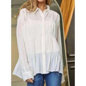 Davi & Dani • Rouched Long Sleeve Button Down